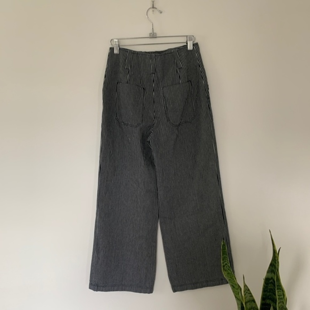 Club Monaco Stripe Black White Oversized Pocket Wide Leg Pants sz 0 - Picture 4 of 7